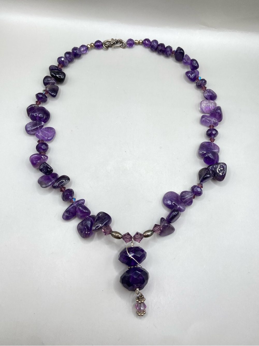 Handcrafted Amethyst Bead Nugget Wire Wrapped Necklace